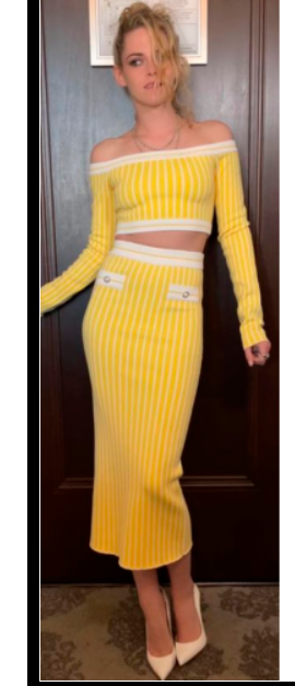 Kristen Stewart Yellow Crop Top and Skirt