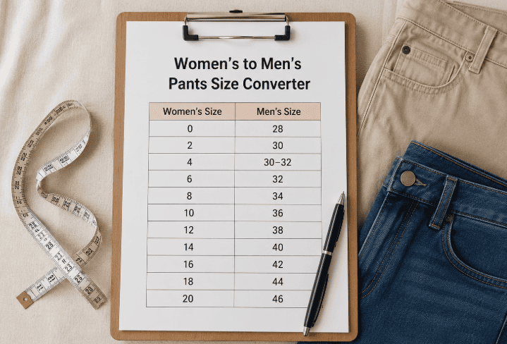 Women's to Men's Pants Size Guide